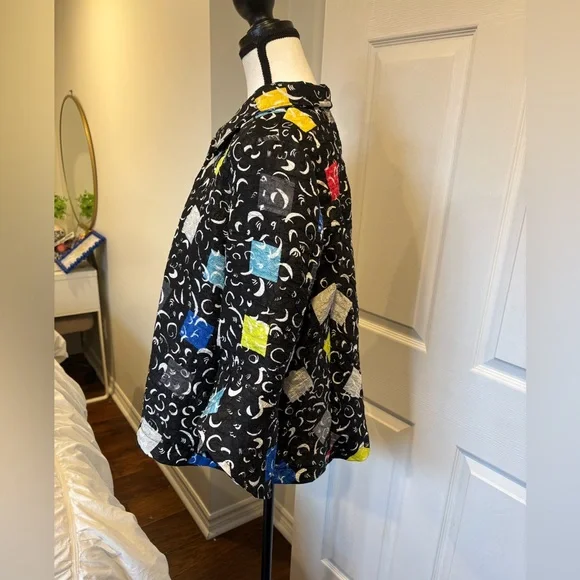 Joseph Ribkoff Abstract Print Cropped Jacket Statement Button Front Size 8 - Picture 3 of 7